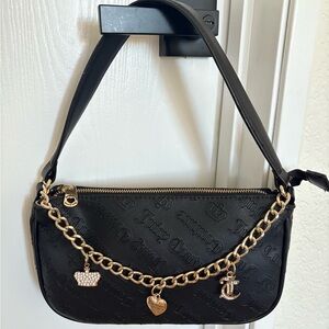 Juicy Couture Black Shoulder Bag with Gold Accents